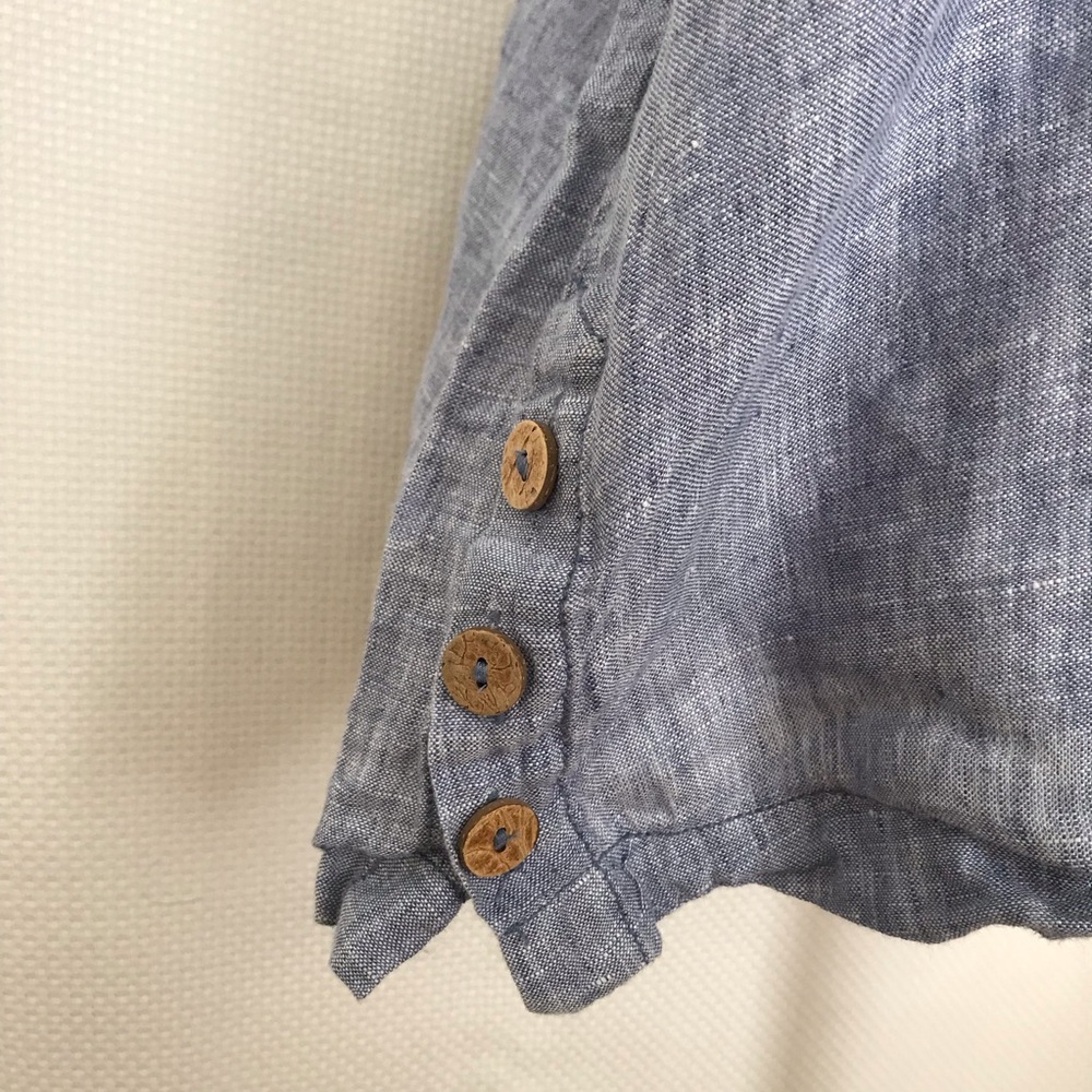 Cynthia Rowley 100% Linen blue short sleeve top blouse size L (Flaw) - Picture 7 of 11